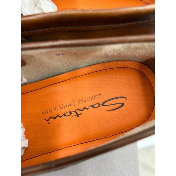 Men\'s Santoni Carlo soft furnished Leather penny loafers size 8 US made in Italy main image 9
